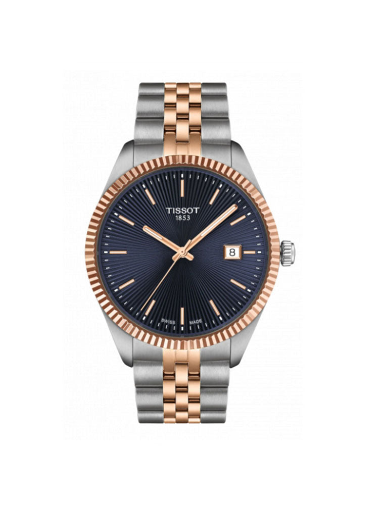 OROLOGIO UOMO BALLADE 40 MM IN ACCIO BICOLORE ROSATO CON QUADRANTE BLU TISSOT