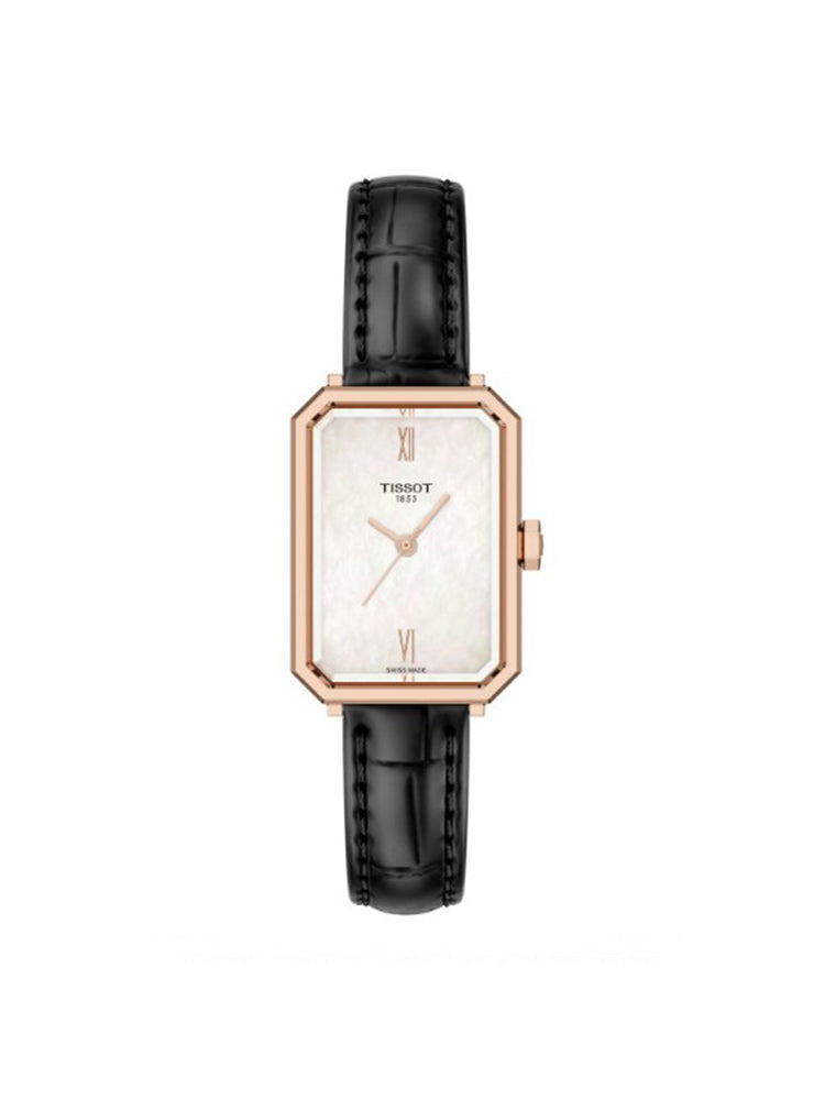 OROLOGIO DONNA SRV 30 MM CON CASSA RETTANGOLARE E CINTURINO IN PELLE NERA TISSOT