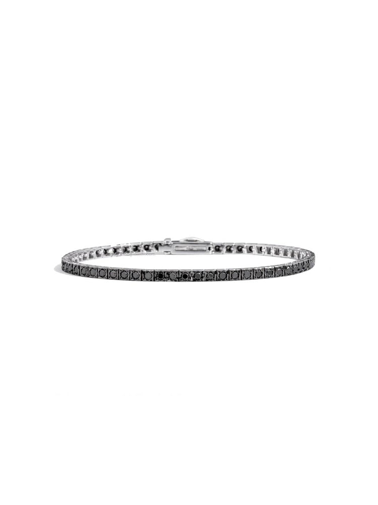 BRACCIALE UOMO FACECUBE TENNIS IN ORO, NERO 1,28 CT RECARLO