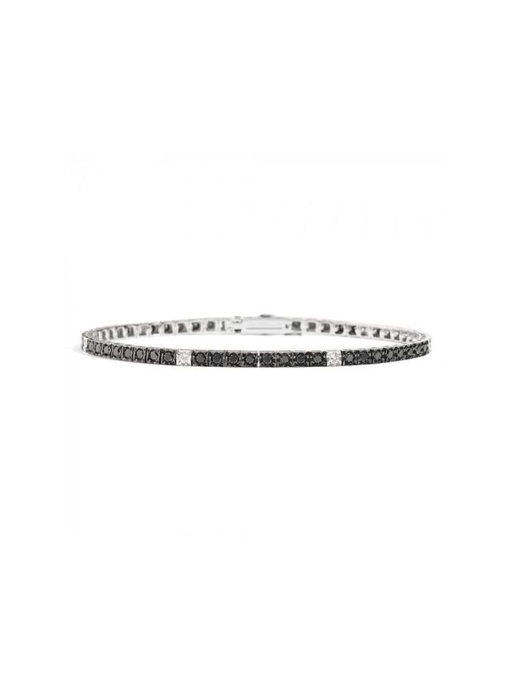 BRACCIALE UOMO FACECUBE TENNIS IN ORO BIANCO E DIAMANTI NERI MISURA 20 RECARLO