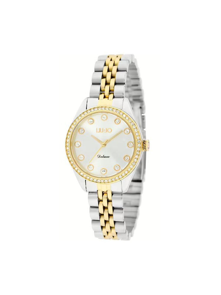 OROLOGIO DONNA SOLO TEMPO DELUXE ACCIAIO BICOLORE ARGENTO E ORO E CRISTALLI LIU JO