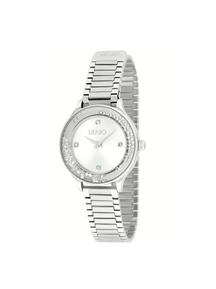 OROLOGIO DONNA SOLO TEMPO DANCING SHINE ACCIAIO COLOR ARGENTO E CRISTALLI LIU JO