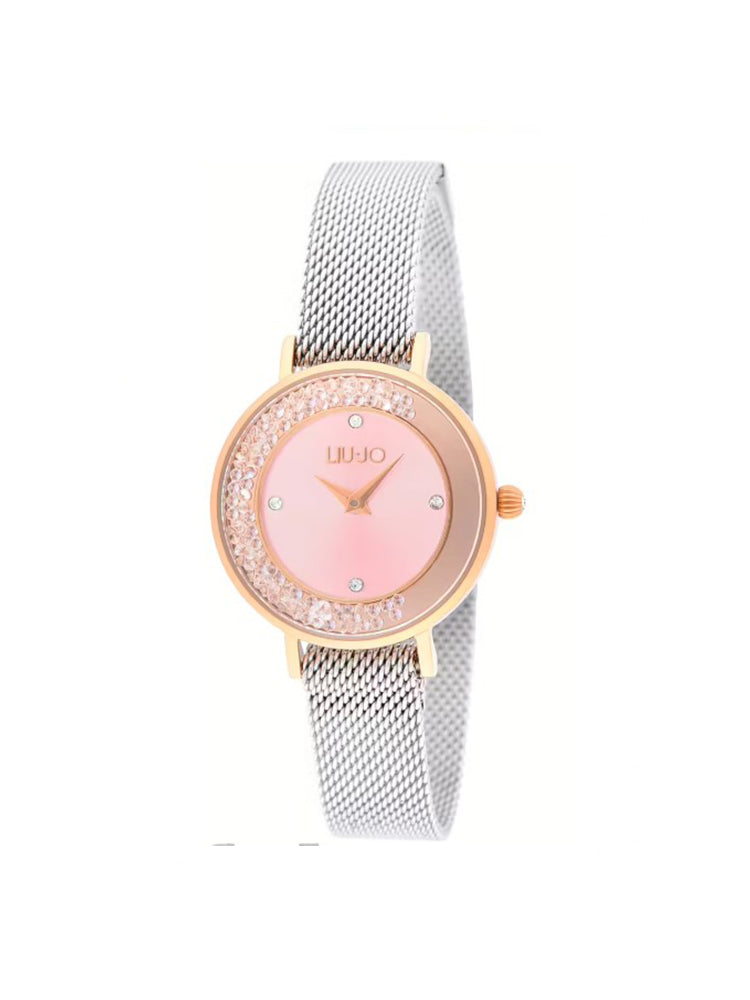 OROLOGIO DONNA IN ACCIAIO MAGLIA MILANO CON CASSA ROSATA E QUADRANTE ROSA LIU JO