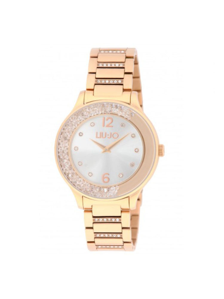 OROLOGIO DONNA SOLO TEMPO IN ACCIAIO IN ORO ROSA CON ZIRCONI COLLEZIONE DANCING TRANDY LIU JO