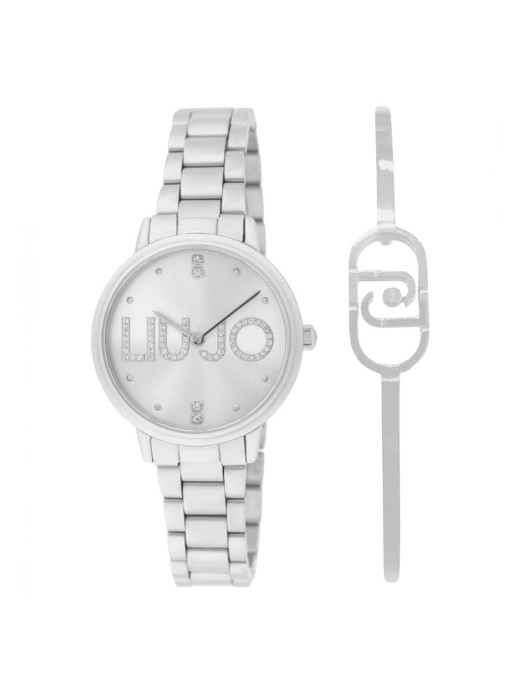 OROLOGIO DONNA SOLO TEMPO IN ACCIAIO QUADRANTE SILVER COLLEZIONE COUPLE ESSENCE CON BRACCIALE RIGIDO LIU JO