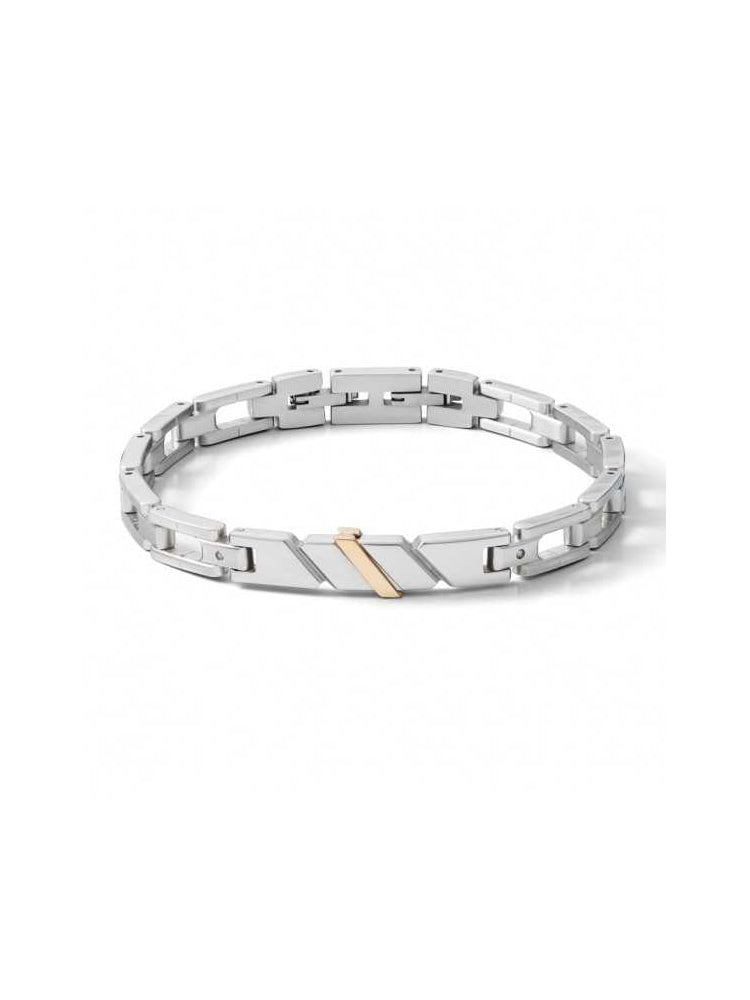 BRACCIALE UOMO SENIOR IN ACCIAIO SILVER E PLACCATURA ORO ROSA E INSERTI CON DIAMANTI COMETE GIOIELLI