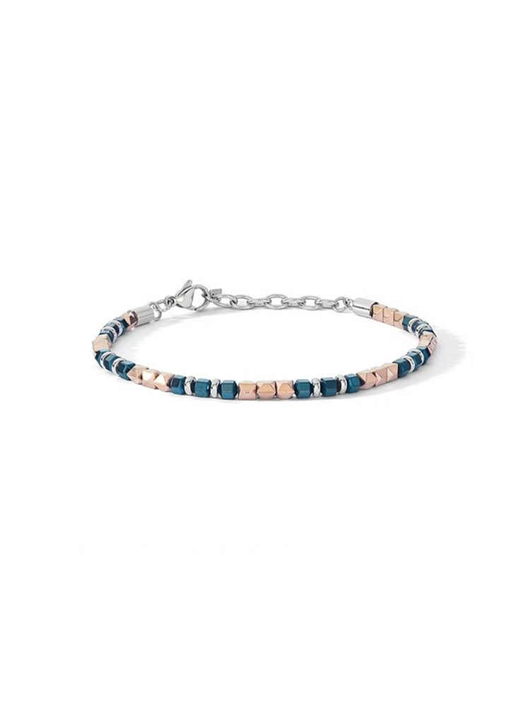BRACCIALE UOMO IN ACCIAIO, EMATITE, PVD BLU E ROSE' COMETE GIOIELLI