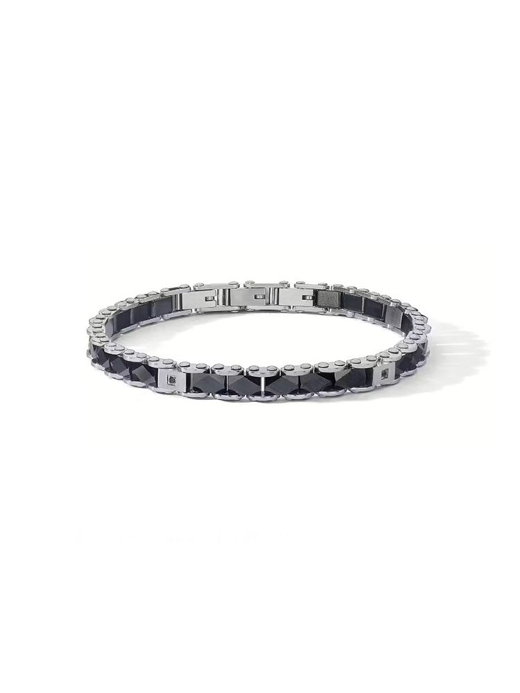 BRACCIALE UOMO IN ACCIAIO E CERAMICA NERA COMETE GIOIELLI