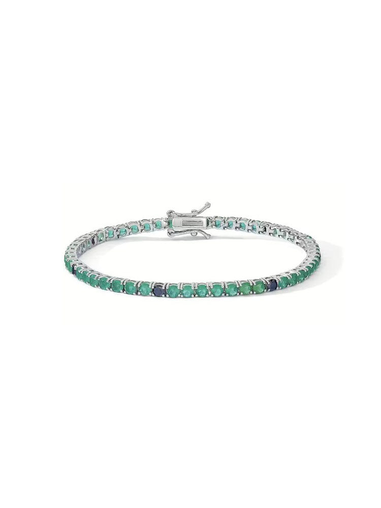 BRACCIALE UOMO TENNIS IN ARGENTO CON ZIRCONI VERDI E NERI MIS 19 COMETE GIOIELLI