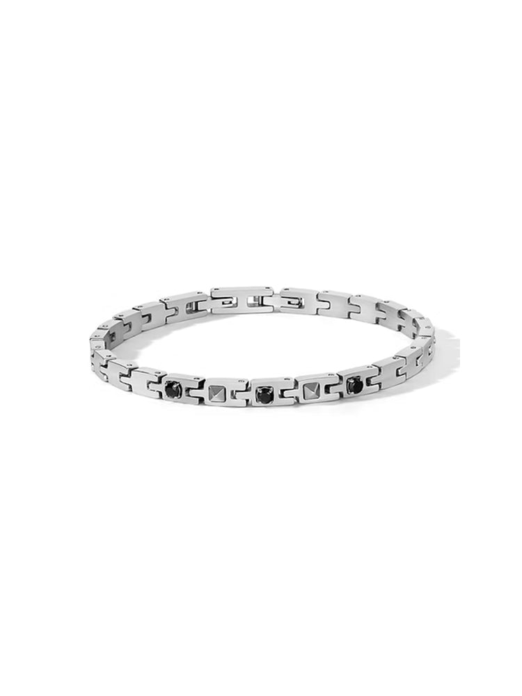 BRACCIALE UOMO IN ACCIAIO CON ZIRCONI NERI COMETE GIOIELLI