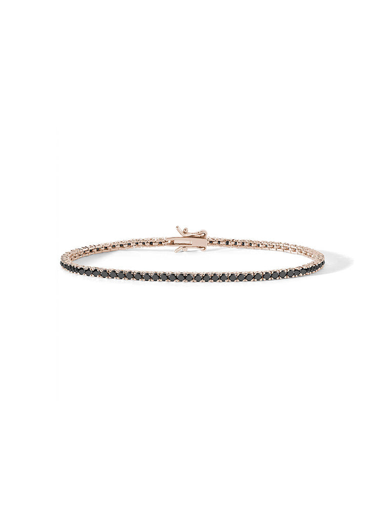 BRACCIALE UOMO, TENNIS ROSATO, NERO CON ZIRCONI, MISURA 20 COMETE GIOIELLI