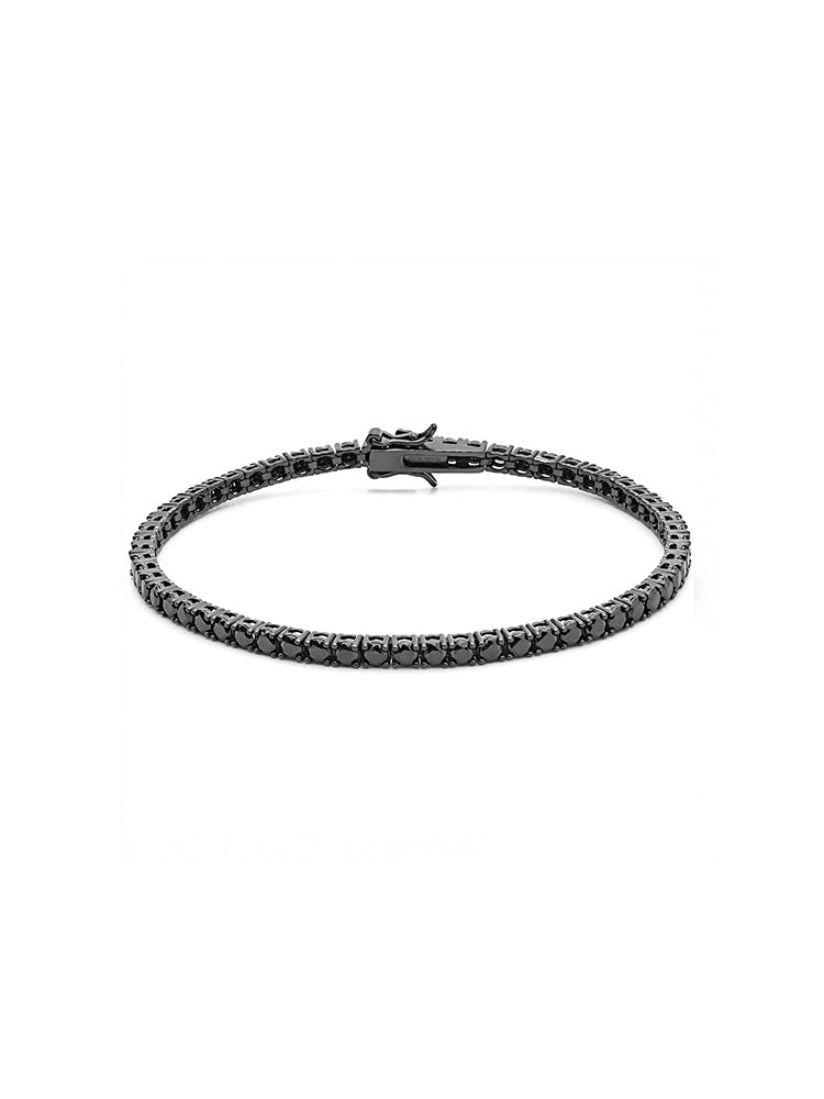 BRACCIALE UOMO TENNIS IN ARGENTO BRUNITO CON ZIRCONI NERI MIS.18 CM COMETE GIOIELLI