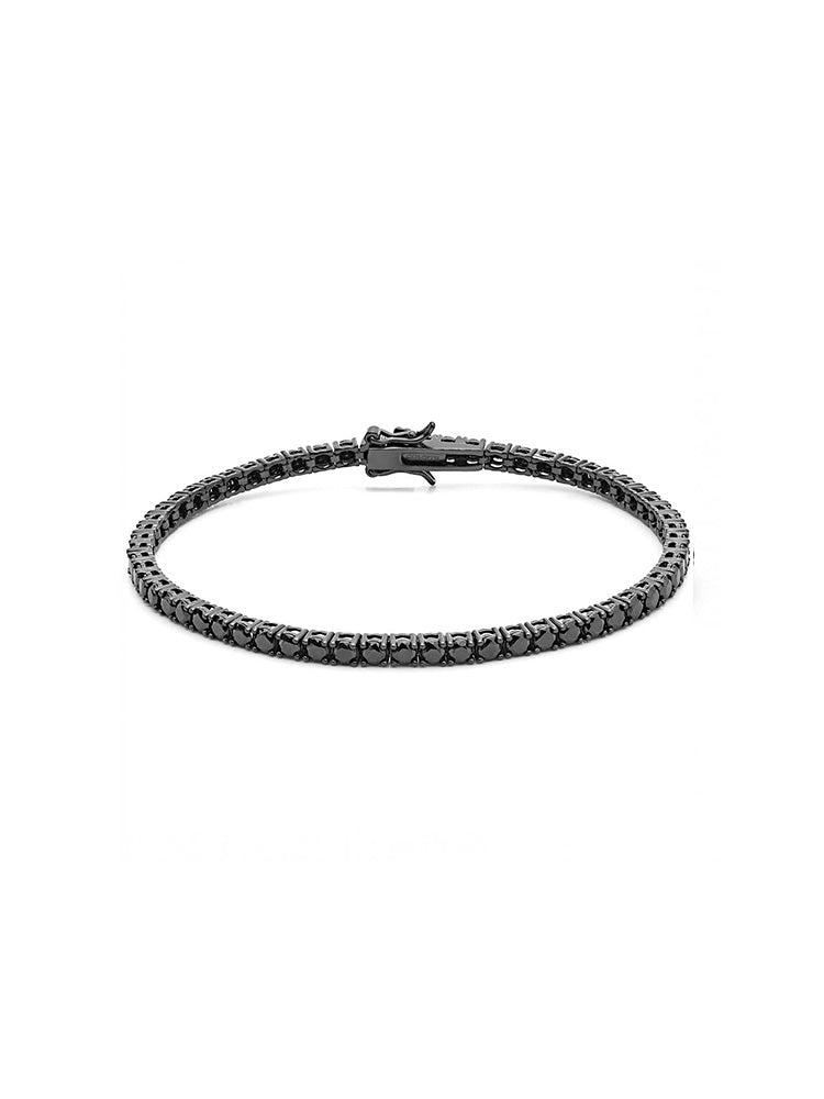BRACCIALE UOMO TENNIS IN ARGENTO BRUNITO CON ZIRCONI NERI MIS.20 CM COMETE GIOIELLI