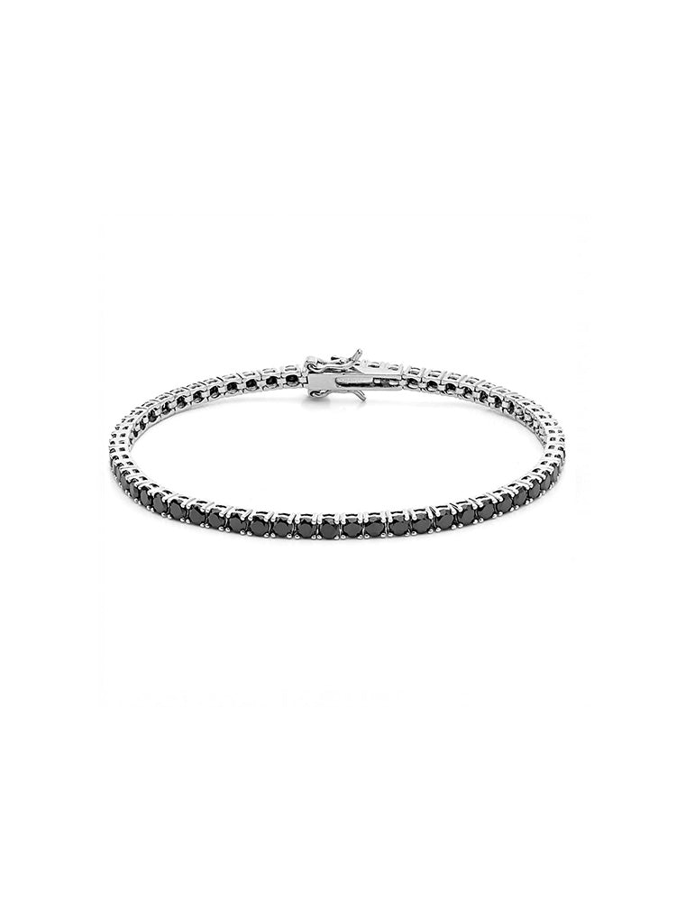 BRACCIALE UOMO, TENNIS NERO CON ZIRCONI, MISURA 18 COMETE GIOIELLI