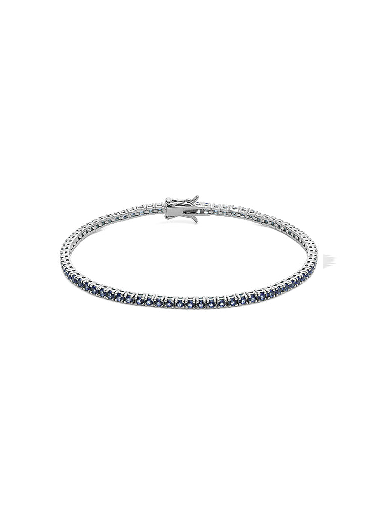 BRACCIALE UOMO, TENNIS AZZURRO CON ZIRCONI, MISURA 19 COMETE GIOIELLI