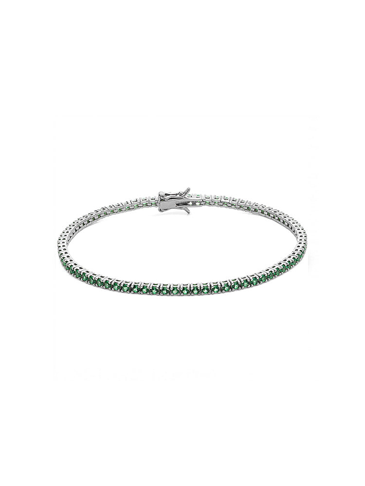 BRACCIALE UOMO, TENNIS VERDE CON ZIRCONI MISURA 19 COMETE GIOIELLI