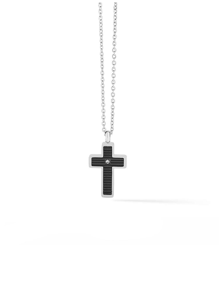 COLLANA UOMO CROSS, GIROCOLLO IN ACCIAIO CON CROCE COMETE GIOIELLI