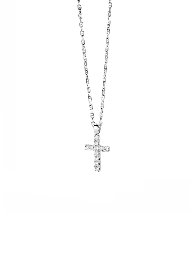 COLLANA UOMO CON CROCE IN ARGENTO E ZIRCONI COMETE GIOIELLI