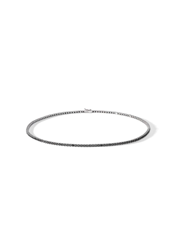 COLLANA UOMO TENNIS GIRCOLLO IN ARGENTO E ZIRCONI NERI COMETE GIOIELLI