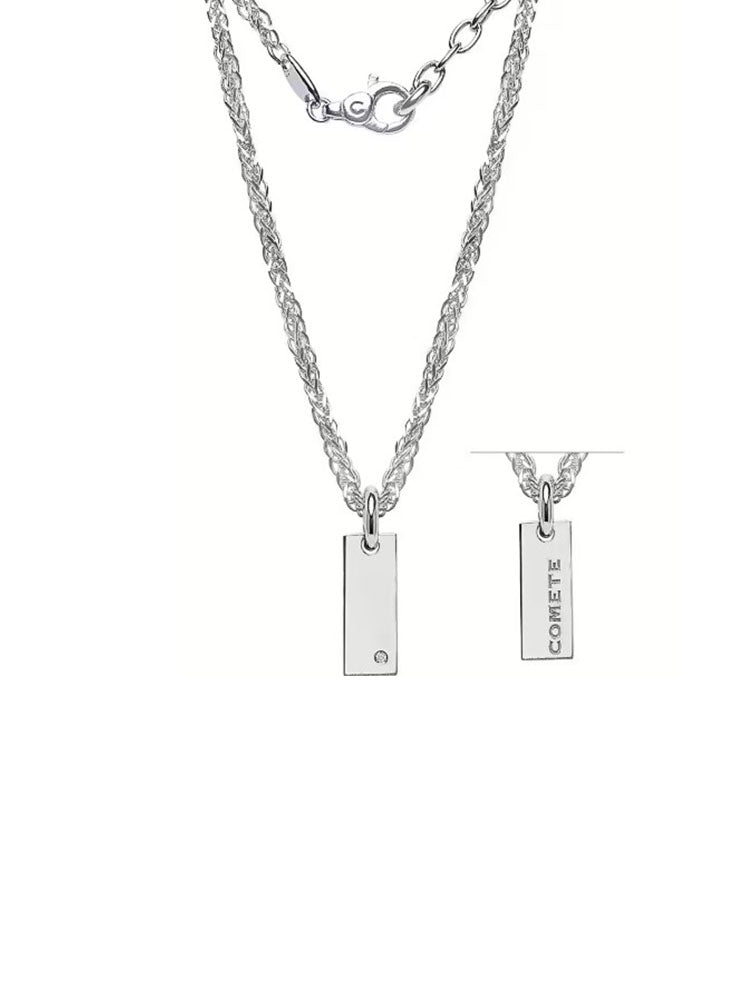 COLLNA UOMO IN ARGENTO CON PLACCHETTA E DIAMANTINO COMETE GIOIELLI