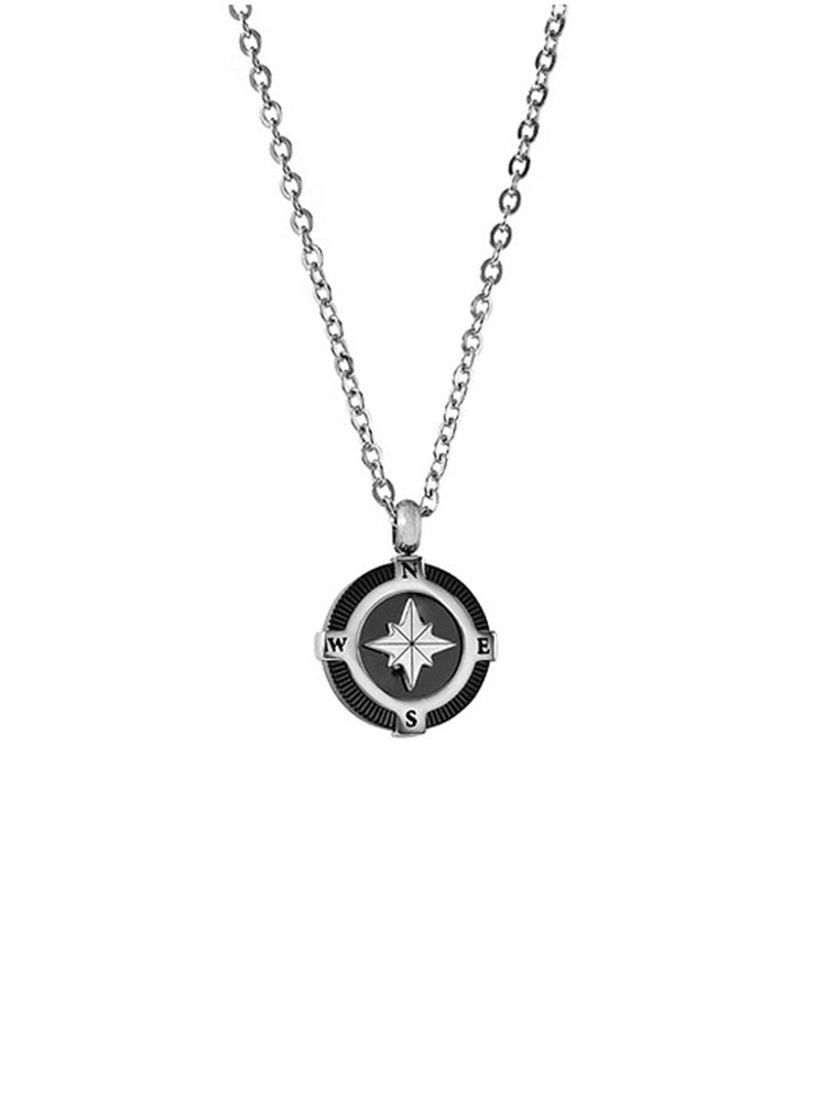 COLLANA UOMO IN ACCIAIO CON ROSA DEI VENTI PENDENTI COMETE GIOIELLI
