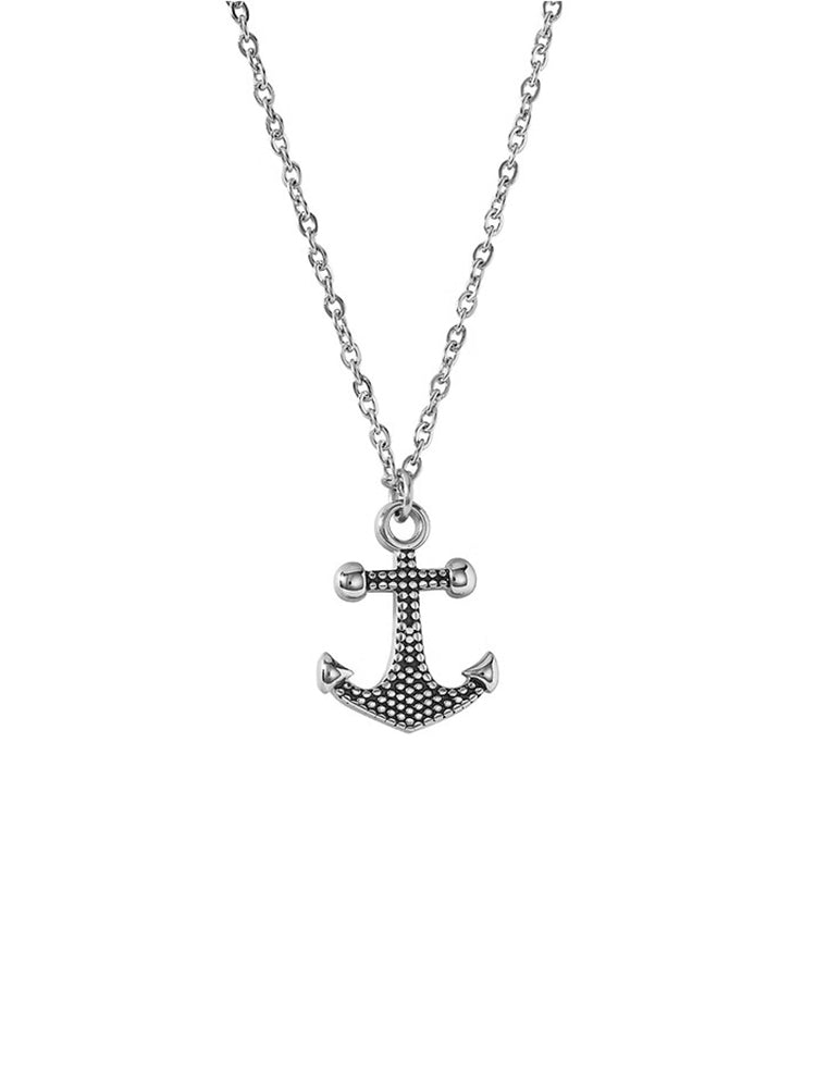 COLLANA UOMO IN ACCIAIO CON ANCORA PENDENTE NERA COMETE