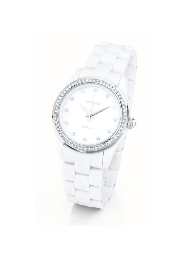 OROLOGIO DONNA IN POLICARBONATO BIANCO E ACCIAIO 36 MM BROSWAY