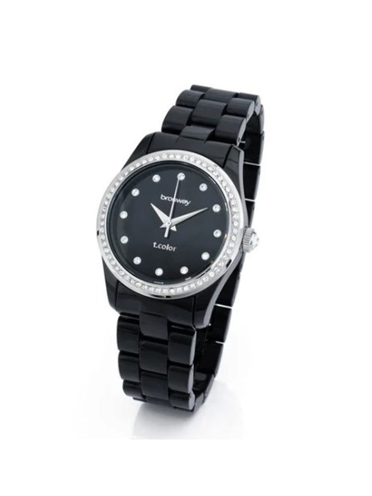 OROLOGIO DONNA IN POLICARBONATO NERO E ACCIAIO 36 MM BROSWAY