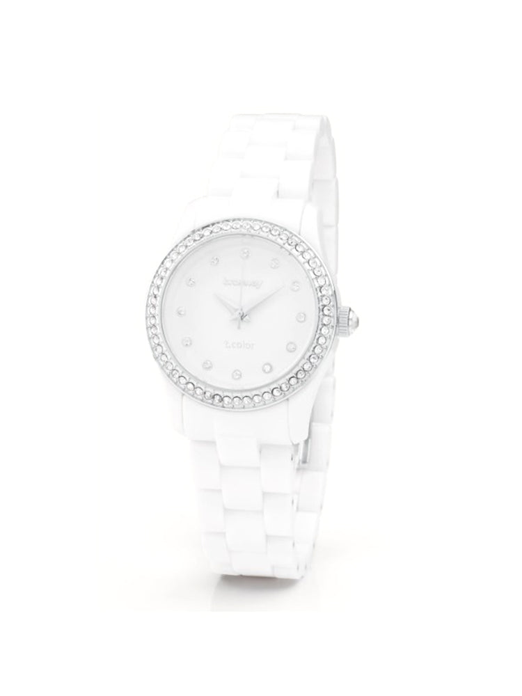 OROLOGIO DONNA IN POLICARBONATO BIANCO E ACCIAIO 31 MM BROSWAY