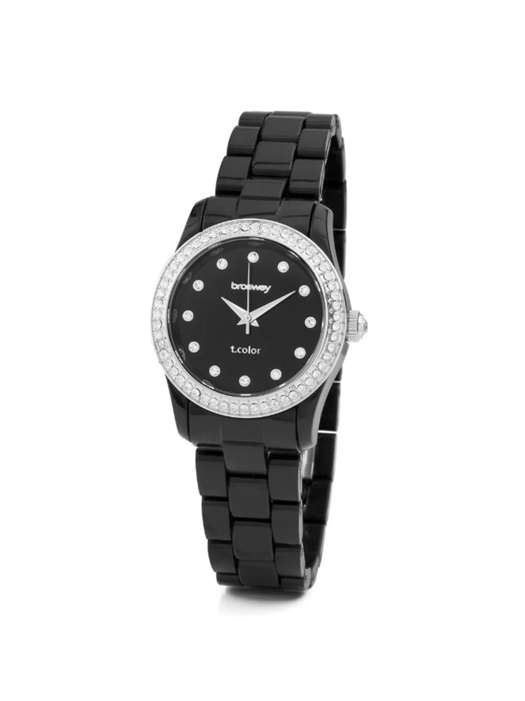OROLOGIO DONNA IN POLICARBONATO NERO E ACCIAIO 31 MM BROSWAY