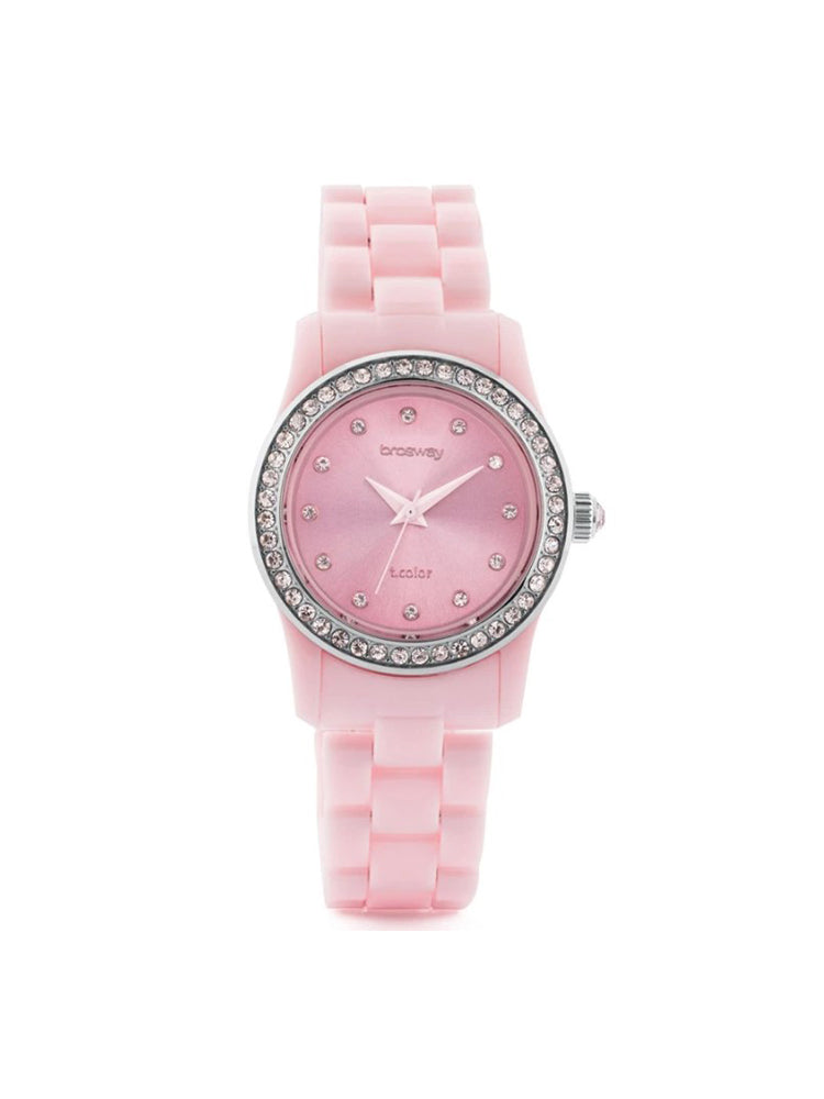 OROLOGIO DONNA IN POLICARBONATO ROSA E ACCIAIO 31 MM BROSWAY