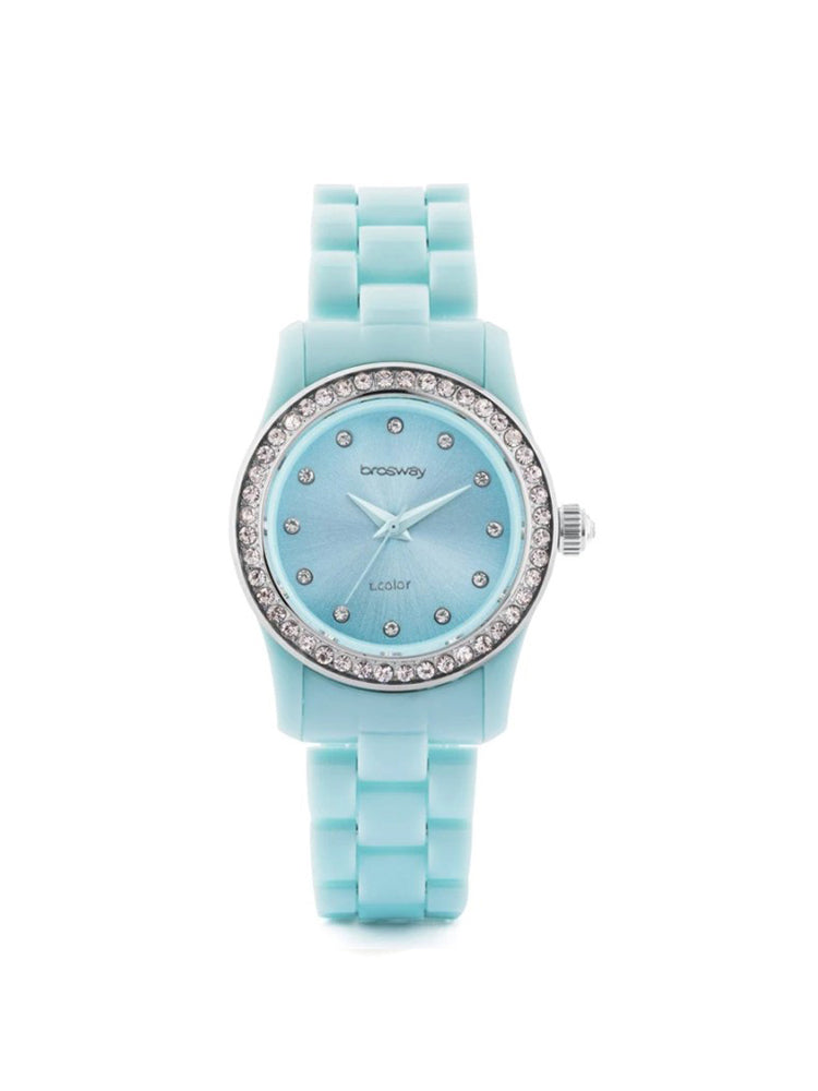 OROLOGIO DONNA IN POLICARBONATO CELESTE CON CRISTALLI BIANCHI BROSWAY